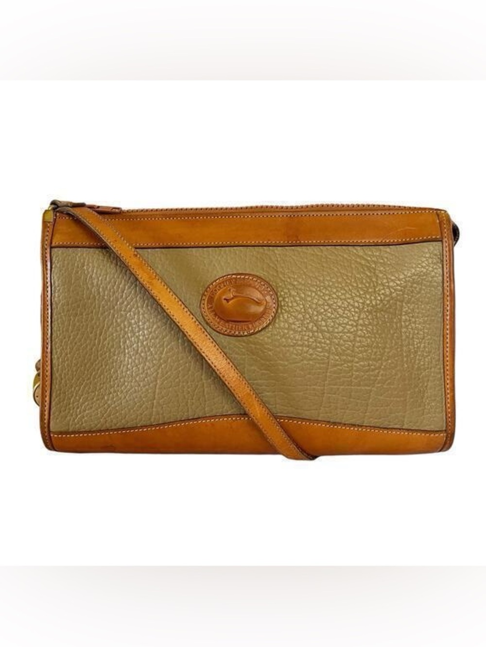 Vintage Dooney & Bourke R20 AWL Zipper Clutch Crossbody Taupe British Tan
